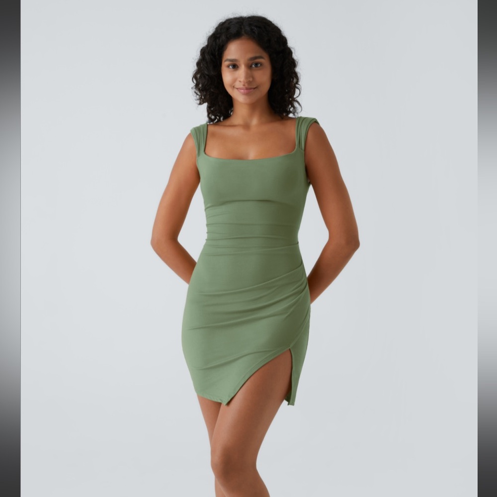 Halara green ruched tie back body con mini dress Dress